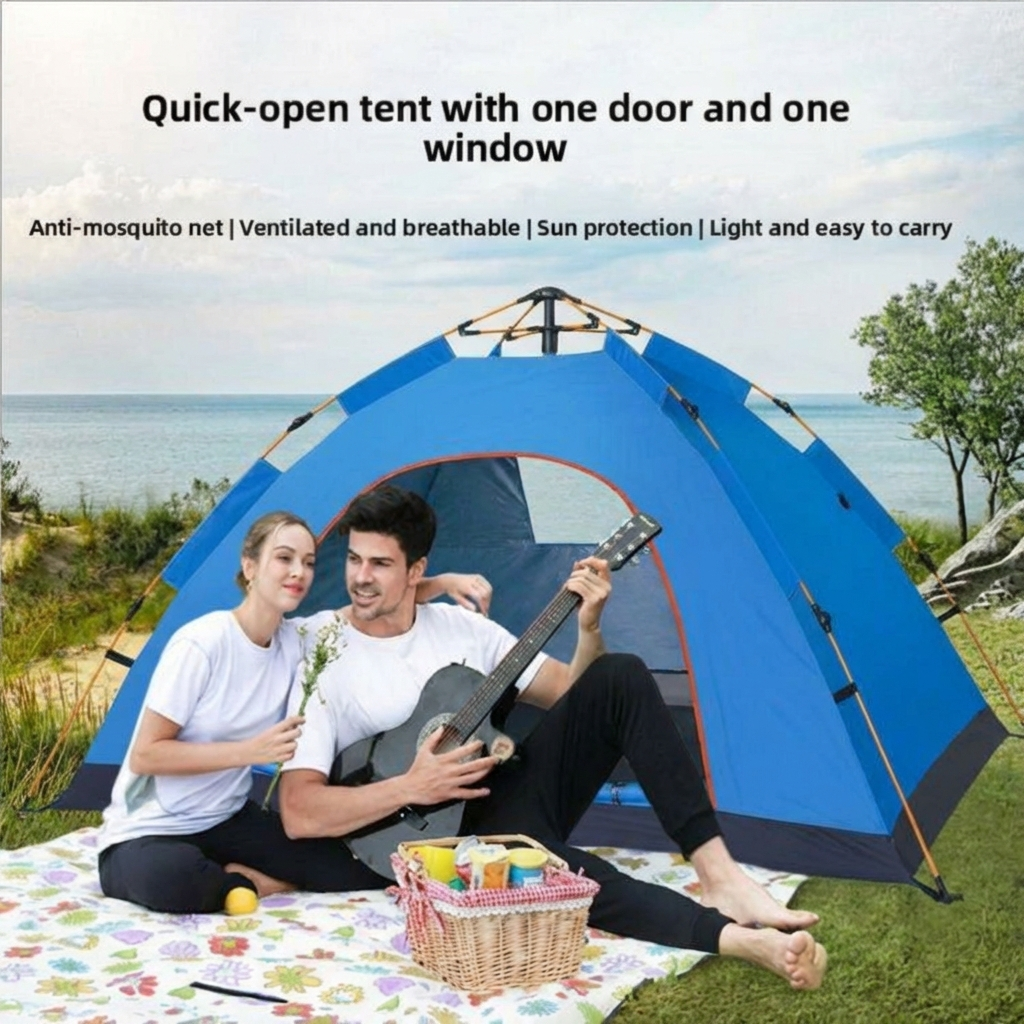 RezReady Kampeertent 1-2 volwassenen/kinderen – maat 200x140 cm – Vierseizoen, Waterdicht & Snel te Openen