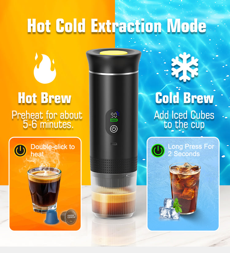 Brewezza Portable Koffiezetapparaat – Compact & Lichtgewicht – USB Oplaadbaar – Ideaal voor Reizen & Outdoor
