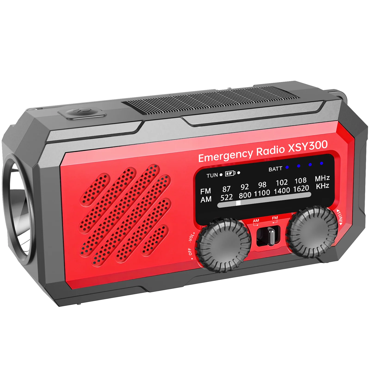 Noodradio XSY300 AM/FM & LED-zaklamp - 2.000mAh Powerbank – Solar & Opwindbaar