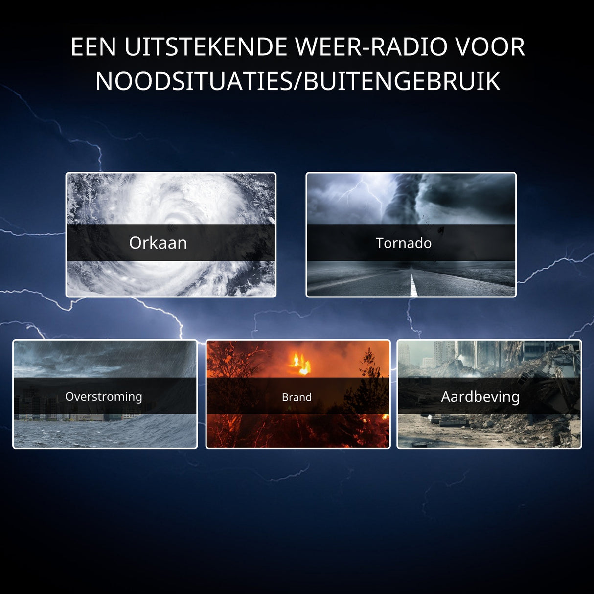 Noodradio XSY300 AM/FM & LED-zaklamp - 2.000mAh Powerbank – Solar & Opwindbaar