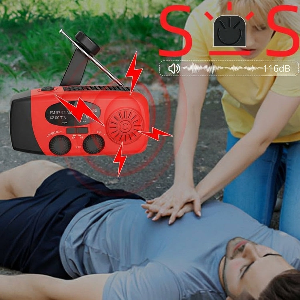 Noodradio XSY300 AM/FM & LED-zaklamp - 2.000mAh Powerbank – Solar & Opwindbaar