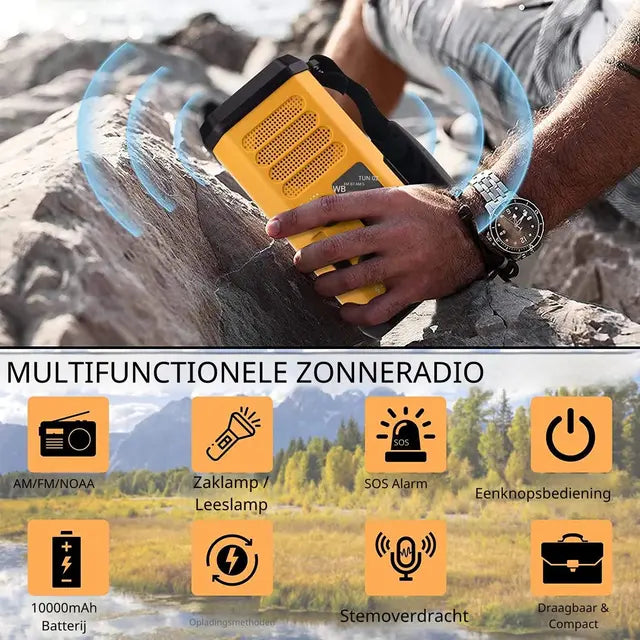 Noodradio XSY330 AM/FM – 10.000mAh Powerbank – Solar & Dynamo – IPX6 & LED-zaklamp