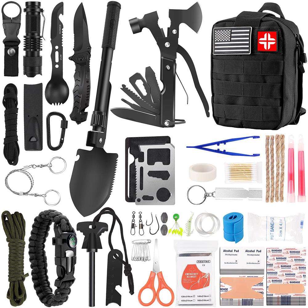 RezReady Noodpakket 142-delig Professionele Overlevingsset & EHBO-kit met Molle-etui